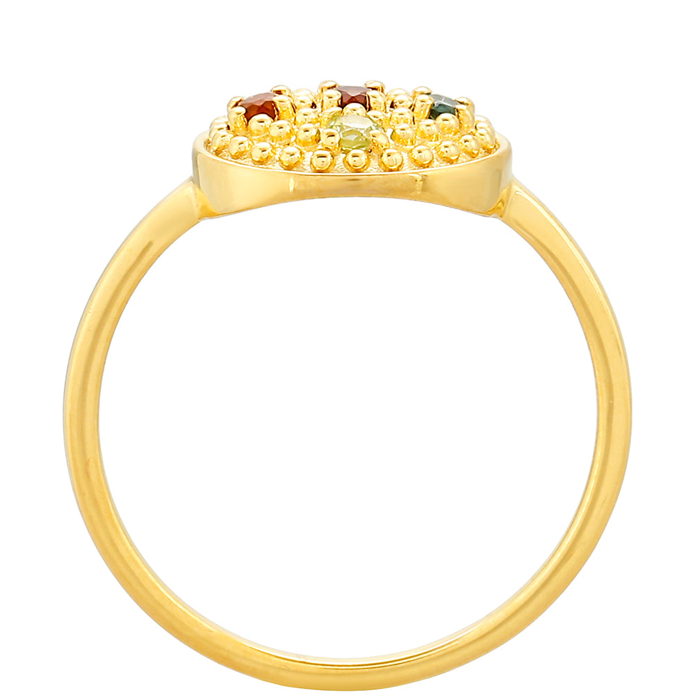 Pozlacené Stříbro 925/1000 - Prsten s Ametystem a Citrínem z Madeiry - Karátové číslo: 0.2. přibližná hmotnost: 1.81 gramů