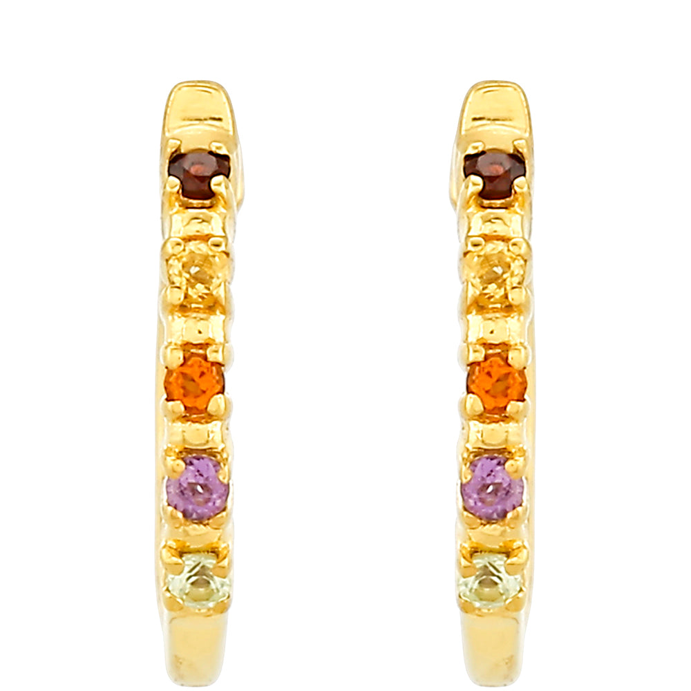 Pozlacené Stříbro 925/1000 - Náušnice s Ametystem a Citrínem z Madeiry - Karátové číslo: 0.1. přibližná hmotnost: 1.1 gramů