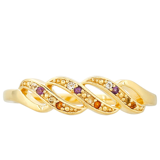 Pozlacený Stříbrný Prsten s Ametystem a Citrínem z Madeiry