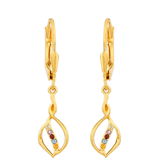 Pozlacené Stříbrné Náušnice s Ametystem a Citrínem