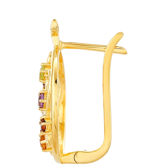 Pozlacené Stříbrné Náušnice s Ametystem a Citrínem