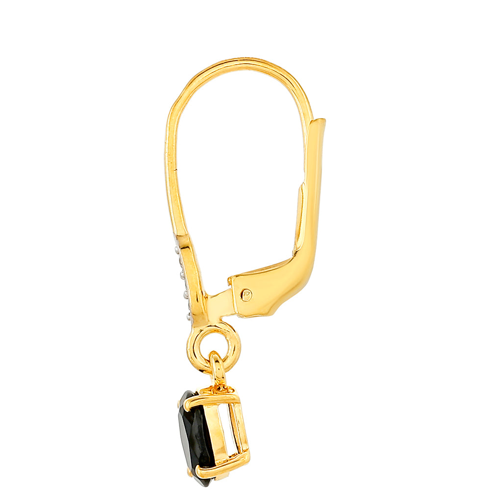 Pozlacené Stříbrné Náušnice s Černým Turmalínem a Bílým Topazem 2 