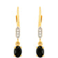 Pozlacené Stříbrné Náušnice s Černým Turmalínem a Bílým Topazem