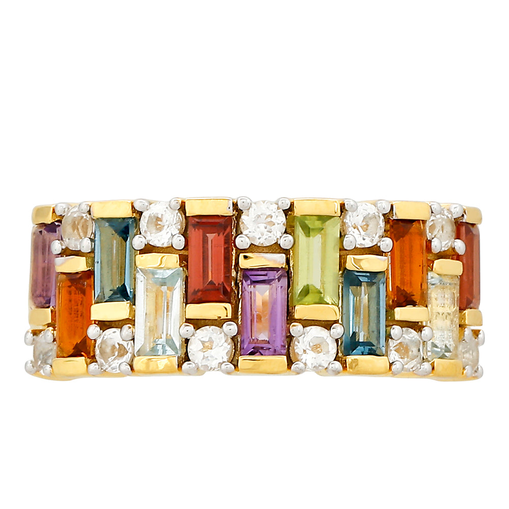 Pozlacené Stříbro 925/1000 - Prsten s Ametystem a Citrínem - Karátové číslo: 1.89. přibližná hmotnost: 4.2 gramů 1 