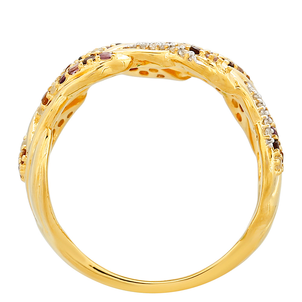 Pozlacené Stříbro 925/1000 - Prsten s Ametystem a Citrínem z Madeiry - Karátové číslo: 0.8. přibližná hmotnost: 5.12 gramů 4 