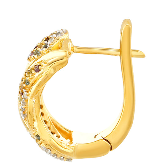 Pozlacené Stříbrné Náušnice s Ametystem a Citrínem