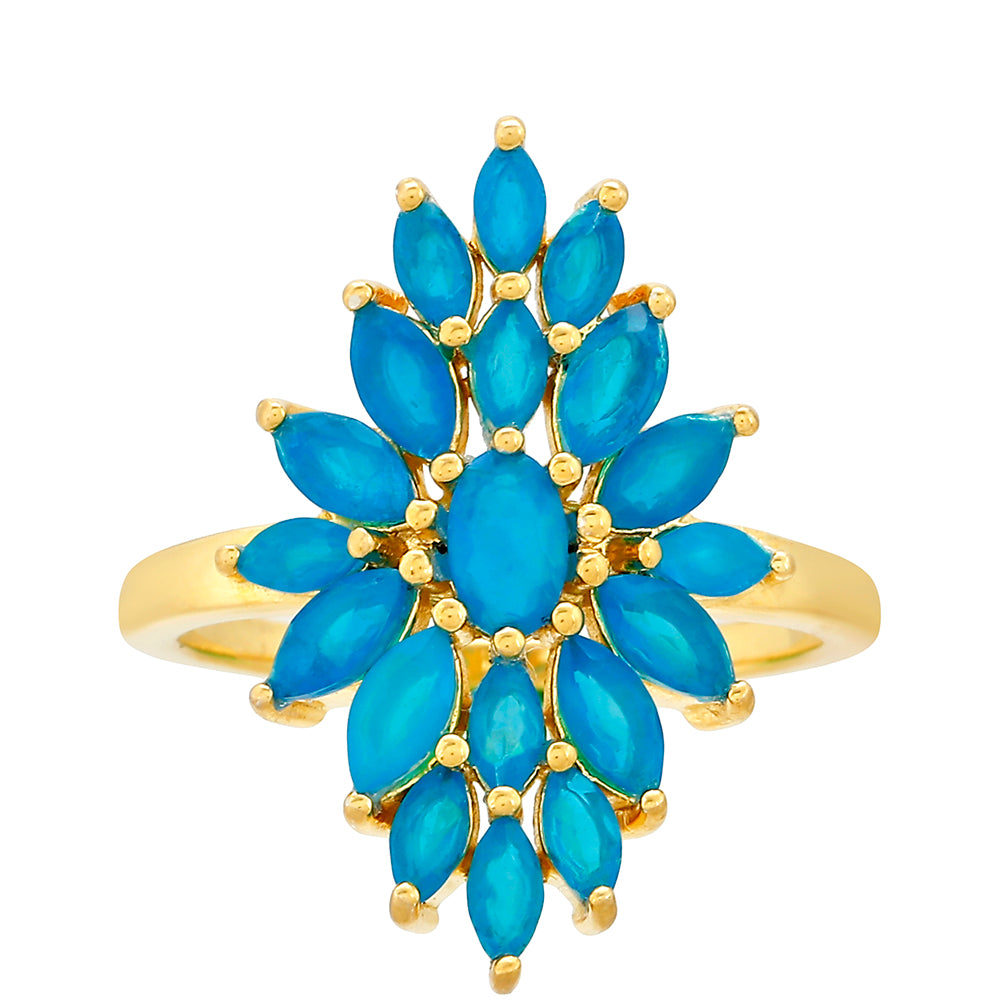 Pozlacený Stříbrný Prsten s etiopským Paraiba modrým opálem