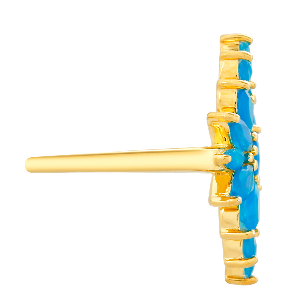 Pozlacený Stříbrný Prsten s etiopským Paraiba modrým opálem 2 