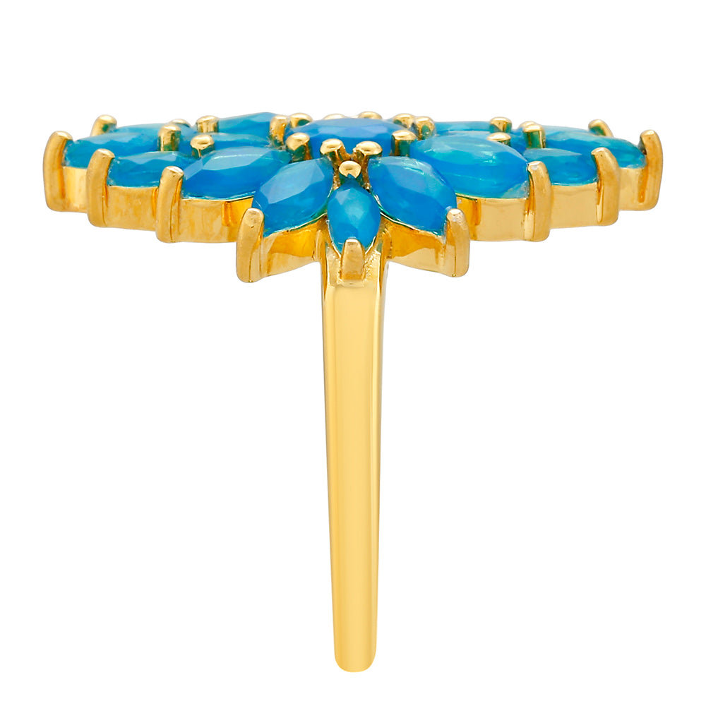 Pozlacený Stříbrný Prsten s etiopským Paraiba modrým opálem