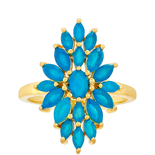 Pozlacený Stříbrný Prsten s etiopským Paraiba modrým opálem