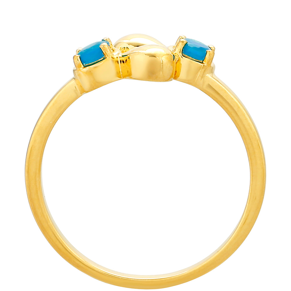 Pozlacené Stříbro 925/1000 - Prsten s etiopským Paraiba modrým opálem - Karátové číslo: 0.15. přibližná hmotnost: 2.4 gramů