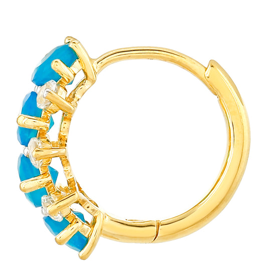 Pozlacené Stříbrné Náušnice s etiopským Paraiba modrým opálem a Bílým Topazem