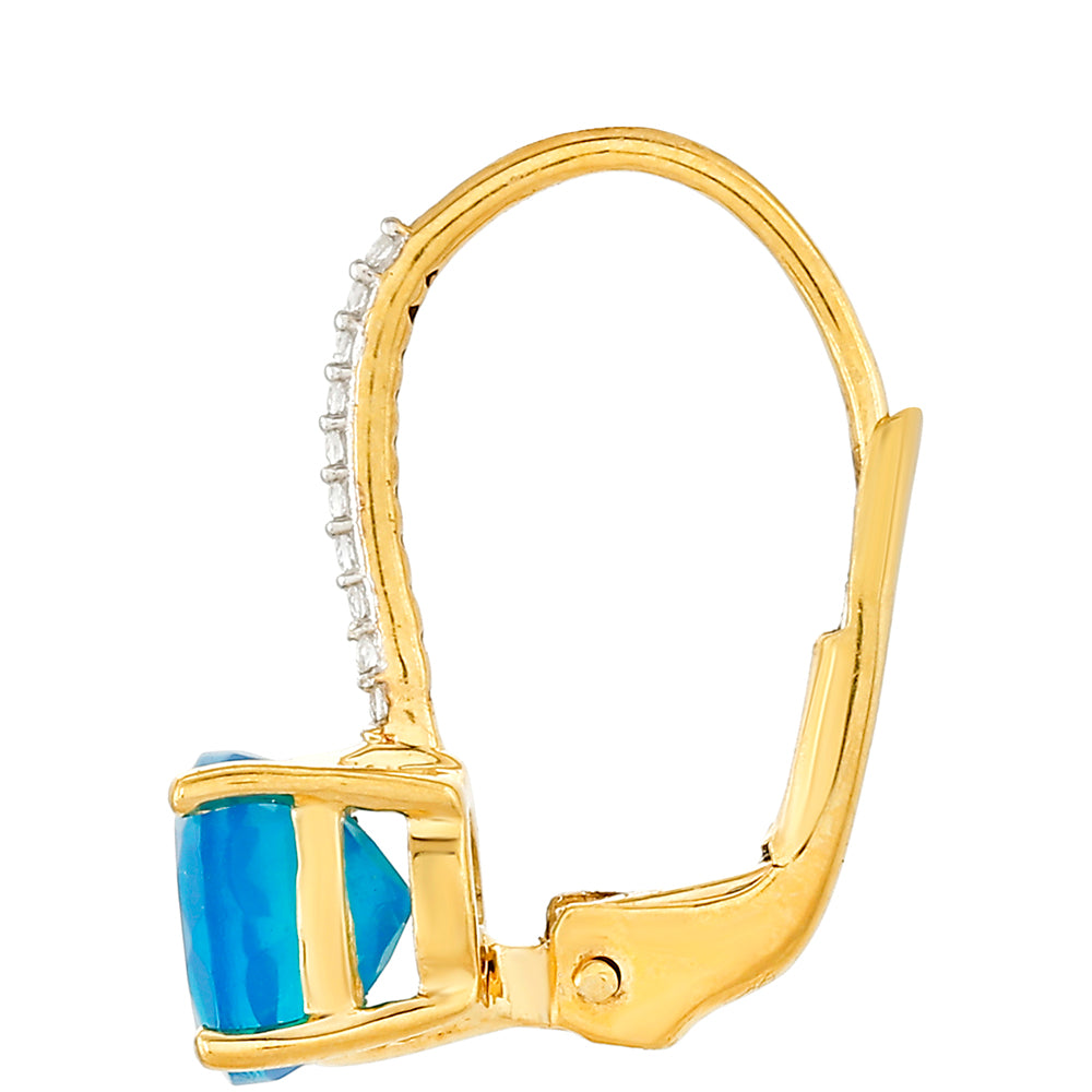 Pozlacené Stříbrné Náušnice s etiopským Paraiba modrým opálem a Bílým Topazem 2 