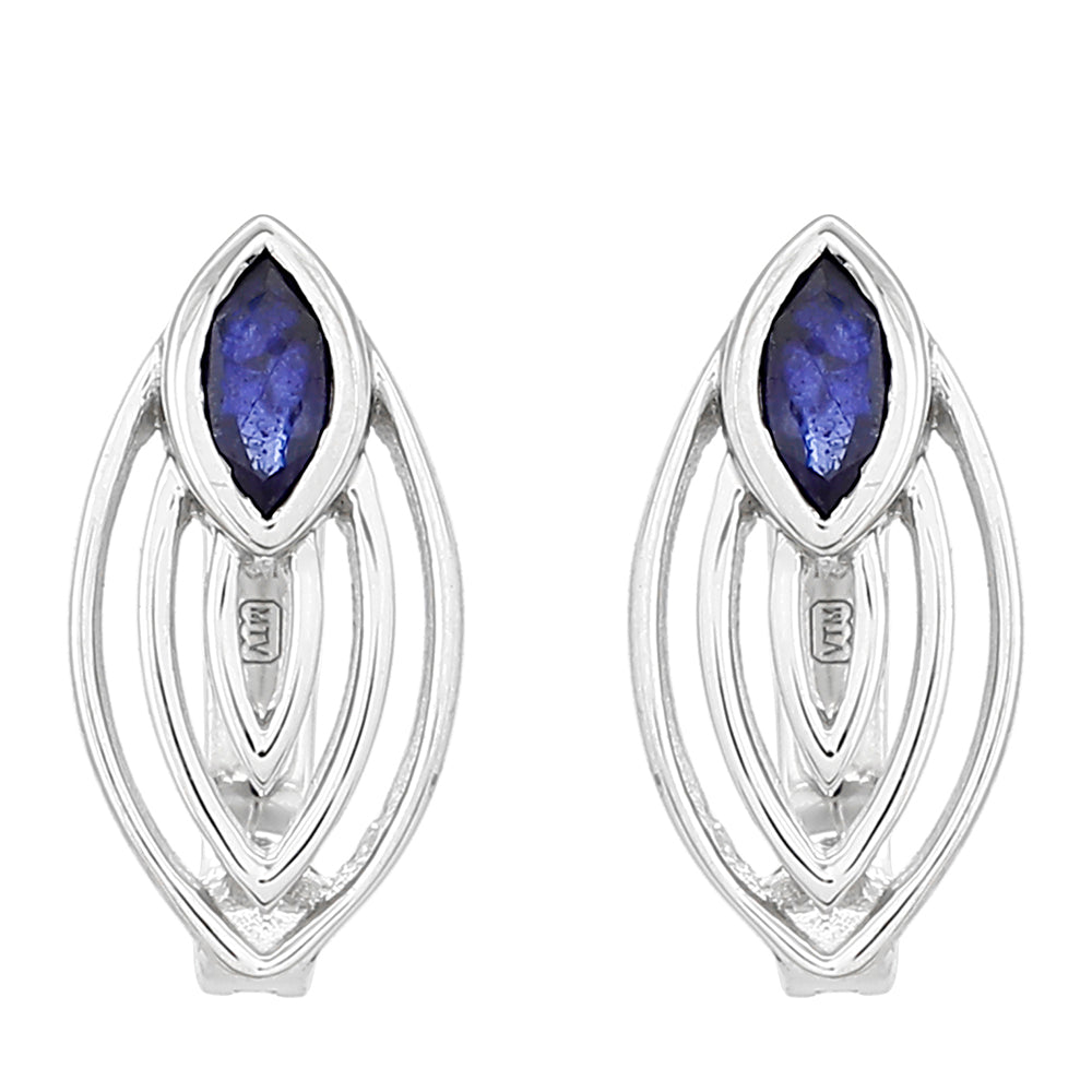 Stříbrné Náušnice s Thajským Safírem 1 