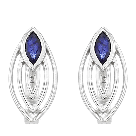 Stříbrné Náušnice s Thajským Safírem