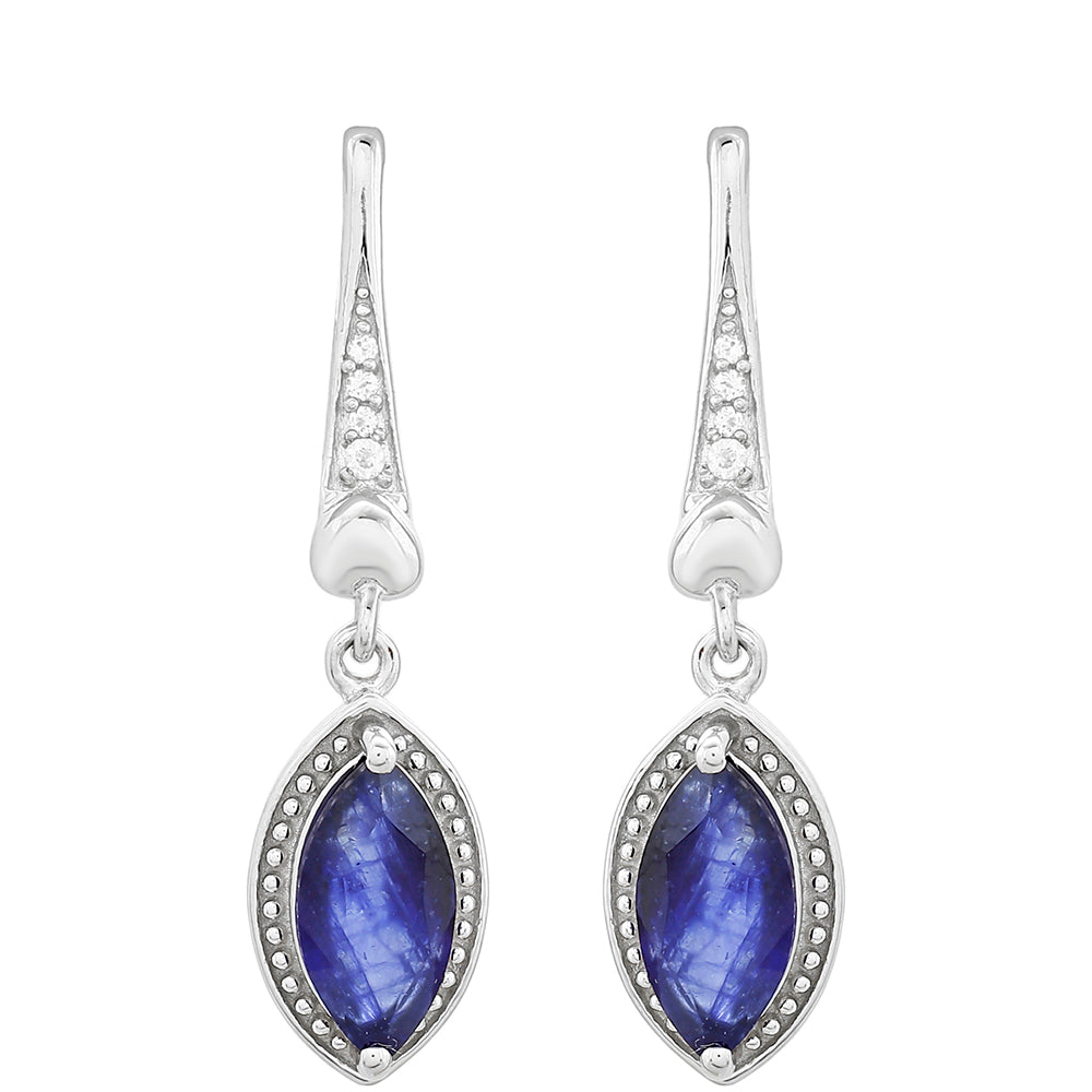 Stříbrné Náušnice s Thajským Safírem a Bílým Topazem