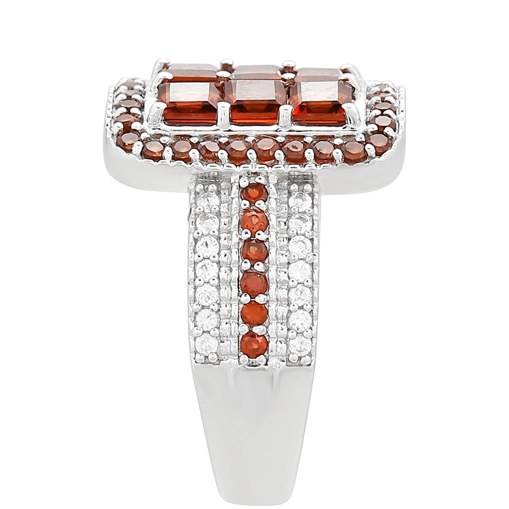 Stříbrný Prsten s Granátem a Bílým Topazem 3 