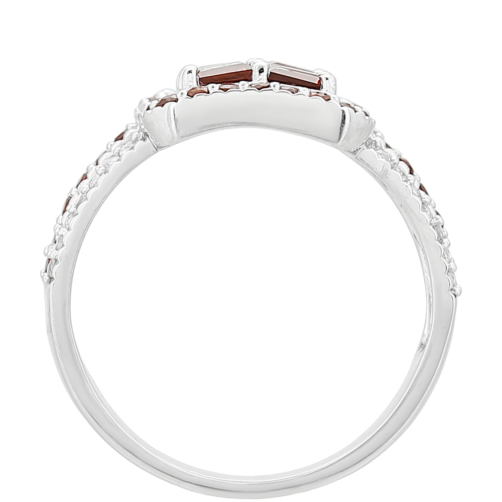 Stříbrný Prsten s Granátem a Bílým Topazem 4 