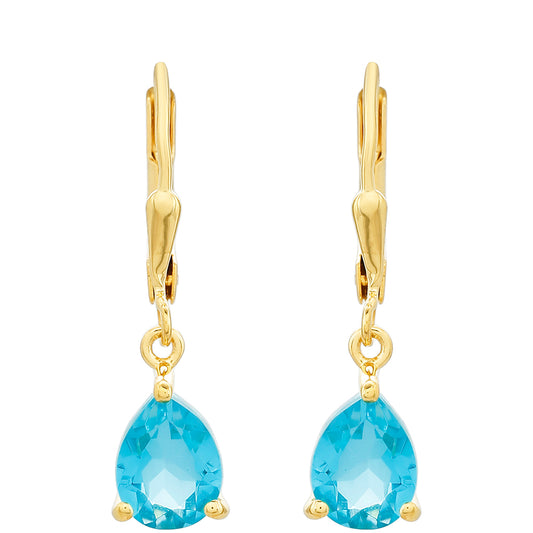 Pozlacené Stříbrné Náušnice s Paraiba Křemenem