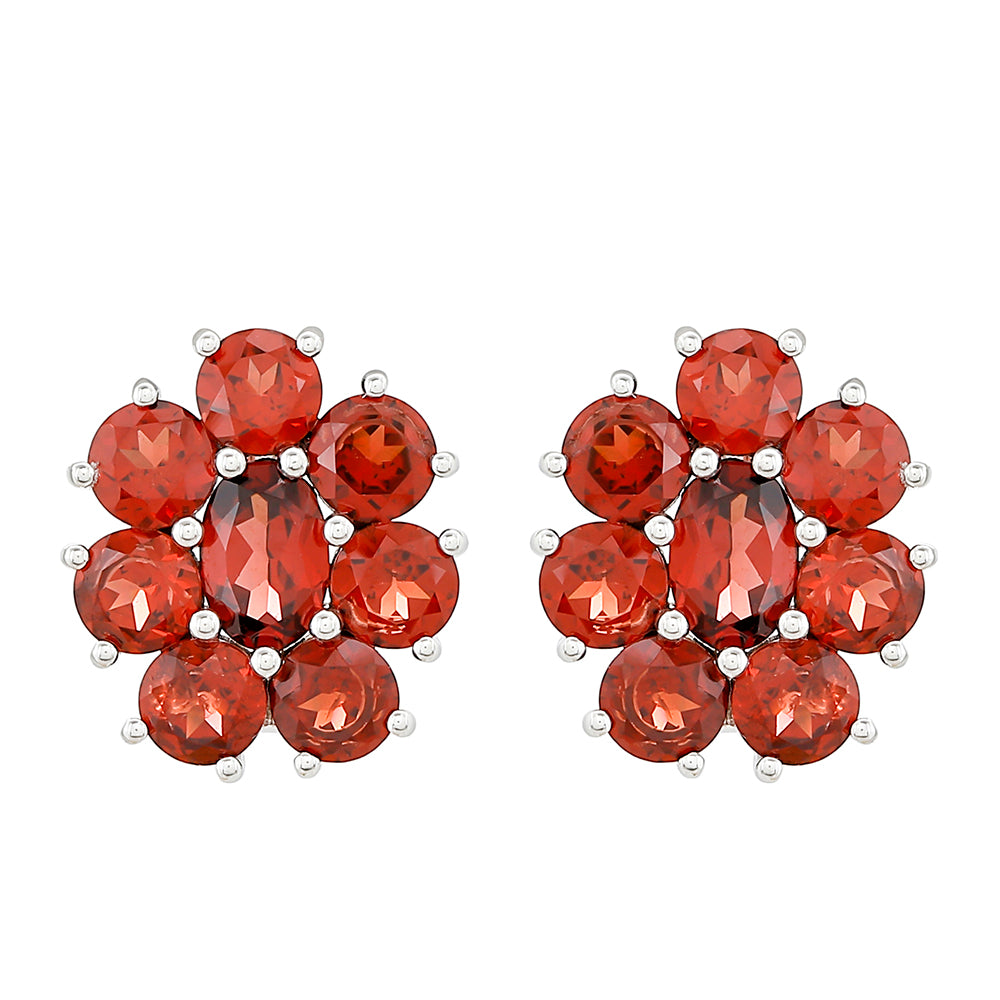 Stříbrné Náušnice s Granátem