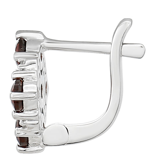 Stříbrné Náušnice s Granátem a Bílým Topazem