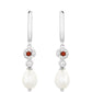 Stříbrné Náušnice s Granátem a Bílou Sladkovodní Perlou