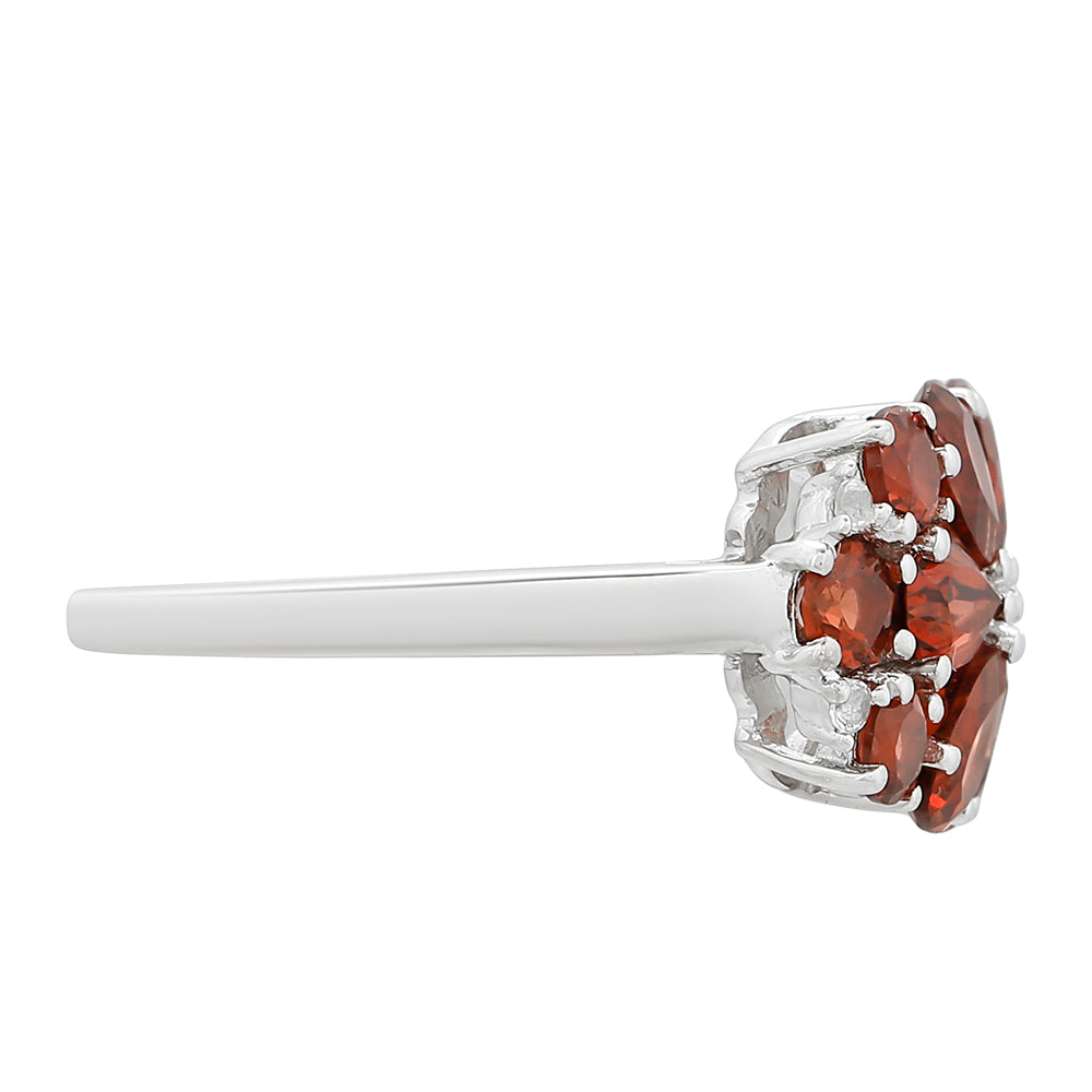 Stříbrný Prsten s Granátem a Bílým Topazem