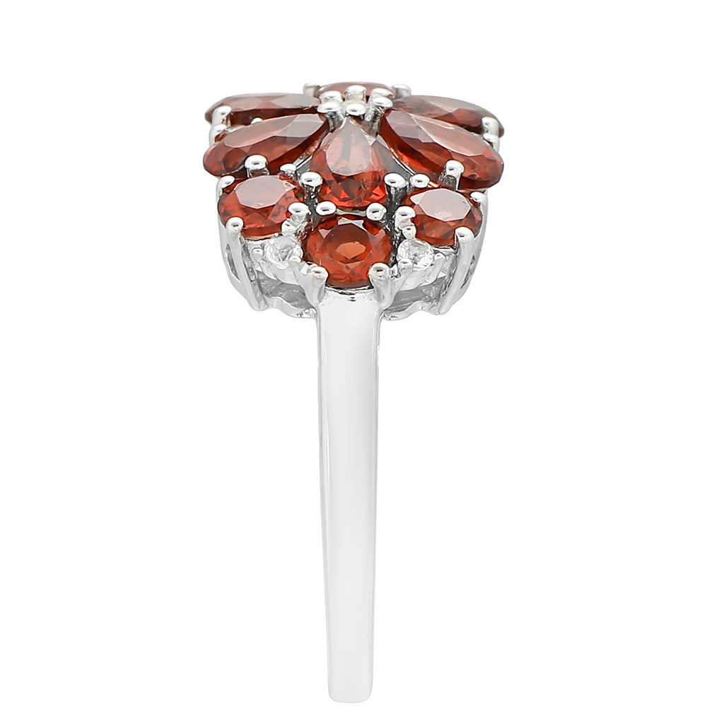 Stříbrný Prsten s Granátem a Bílým Topazem 3 