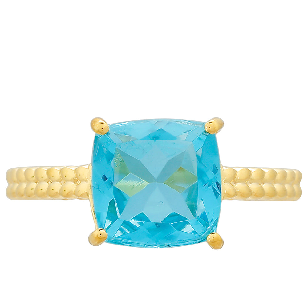 Pozlacené Stříbro 925/1000 - Prsten s Paraiba Křemenem - Karátové číslo: 3.46. přibližná hmotnost: 3.23 gramů 1 