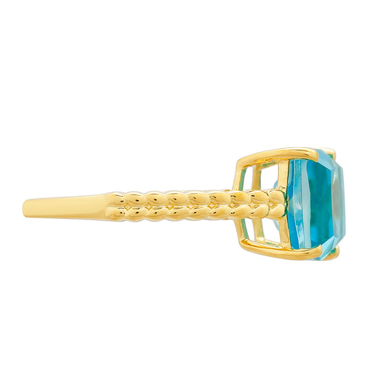 Pozlacené Stříbro 925/1000 - Prsten s Paraiba Křemenem - Karátové číslo: 3.46. přibližná hmotnost: 3.23 gramů