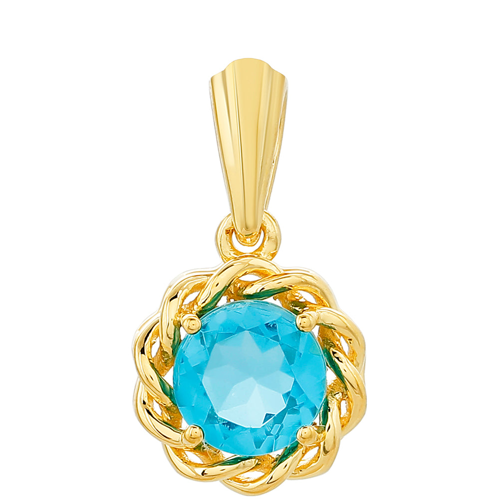 Pozlacené Stříbro 925/1000 - Přívěsek s Paraiba Křemenem - Karátové číslo: 1.53. přibližná hmotnost: 1.92 gramů