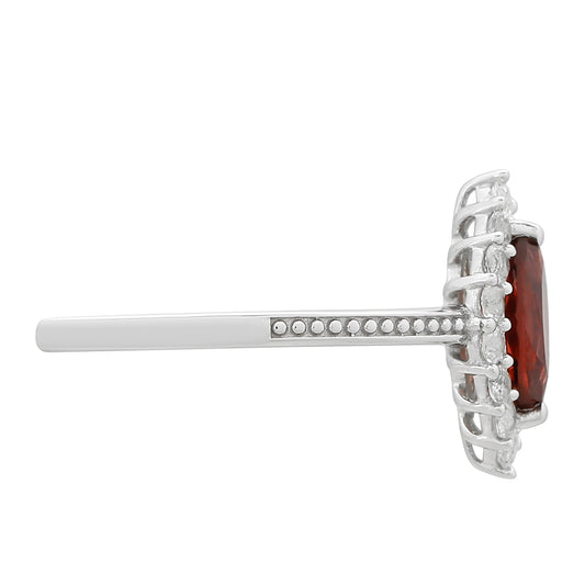 Stříbrný Prsten s Granátem a Bílým Topazem