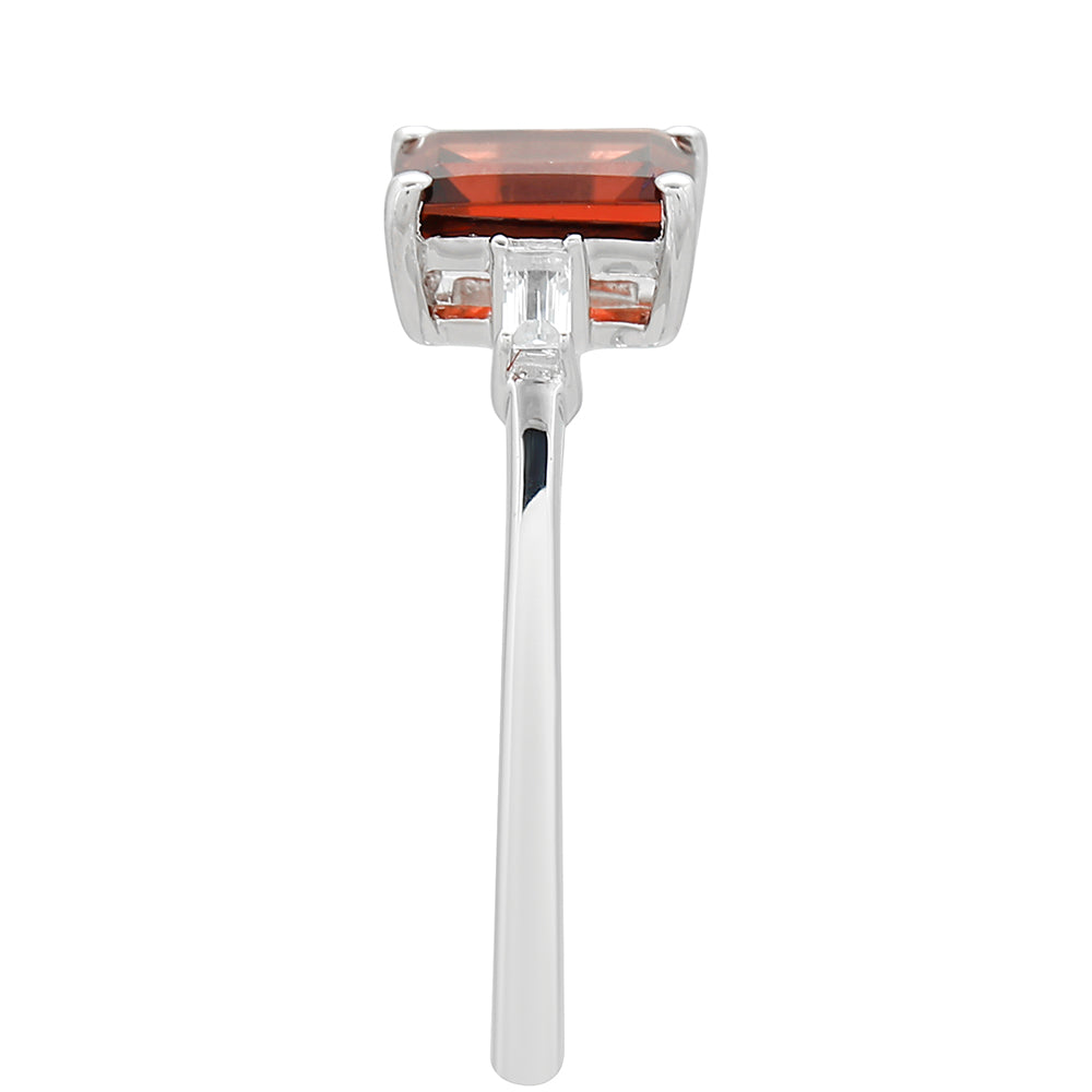 Stříbro 925/1000 - Prsten s Granátem a Bílým Topazem - Karátové číslo: 1.27. přibližná hmotnost: 1.69 gramů 3 