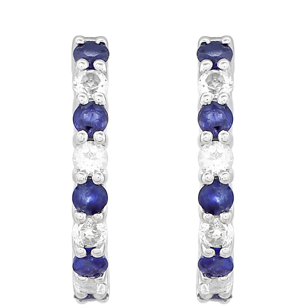 Stříbrné Náušnice s Thajským Safírem a Bílým Topazem 1 