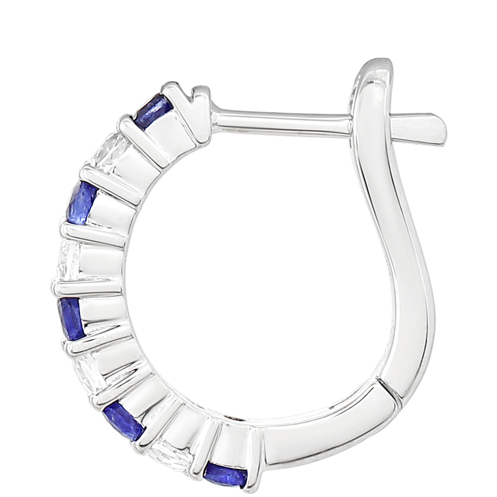 Stříbrné Náušnice s Thajským Safírem a Bílým Topazem 2 