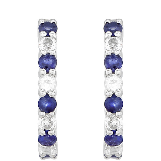 Stříbrné Náušnice s Thajským Safírem a Bílým Topazem