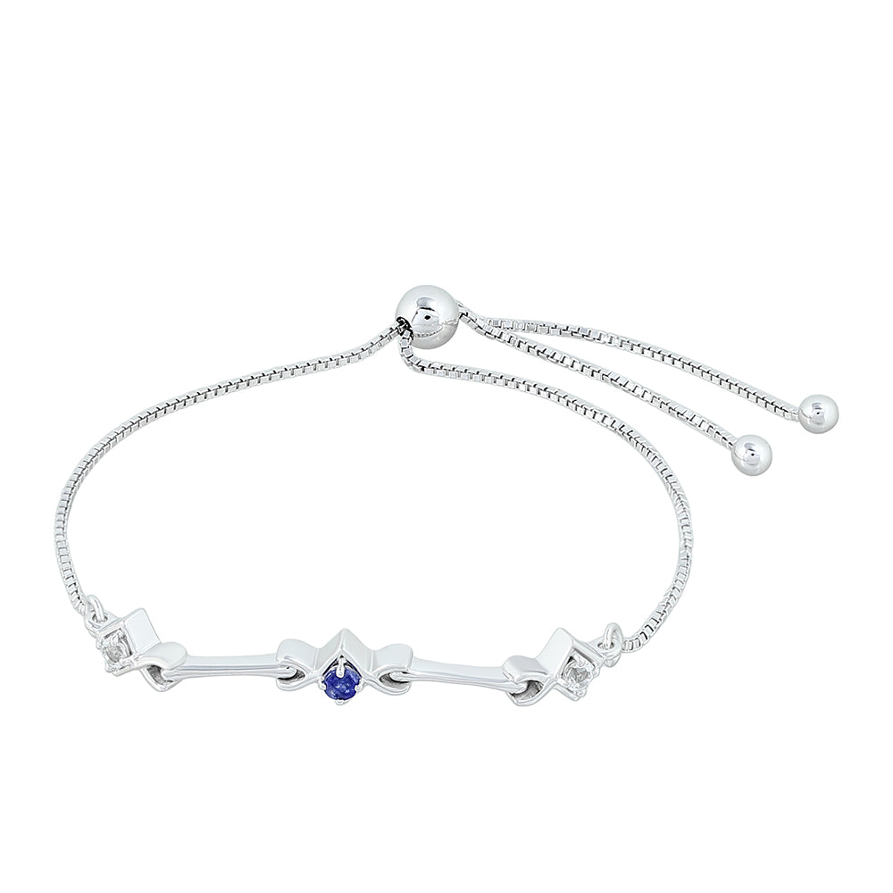 Stříbro 925/1000 - Náramek s Thajským Safírem a Bílým Topazem - Karátové číslo: 0.26. přibližná hmotnost: 4.14 gramů 1 