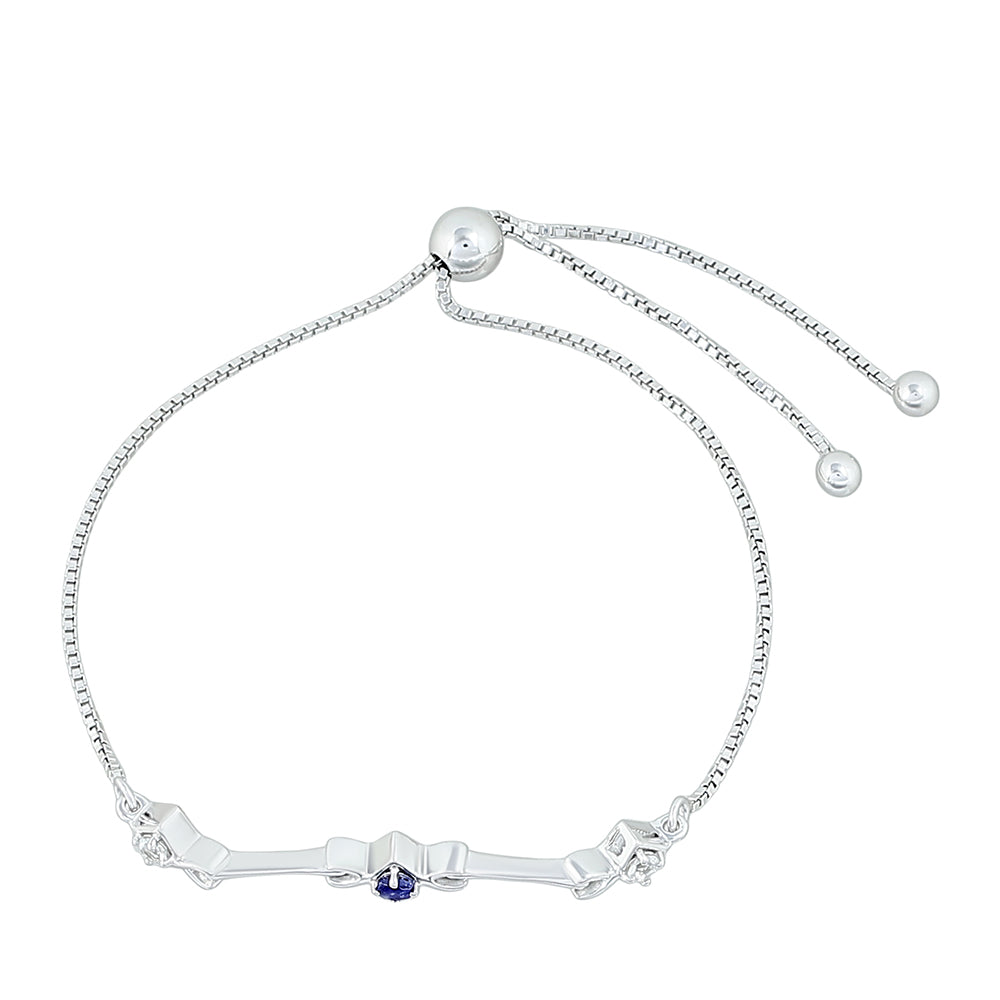 Stříbro 925/1000 - Náramek s Thajským Safírem a Bílým Topazem - Karátové číslo: 0.26. přibližná hmotnost: 4.14 gramů 2 