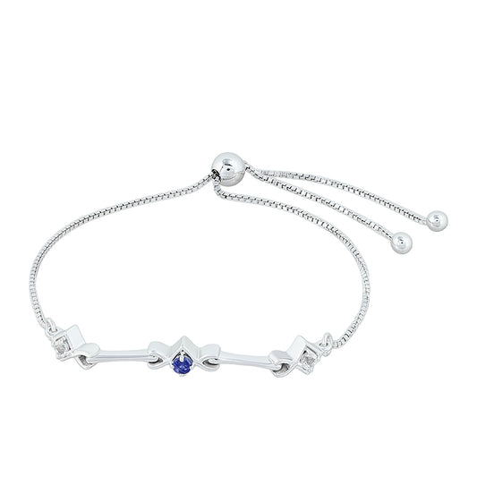 Stříbrný Náramek s Thajským Safírem a Bílým Topazem