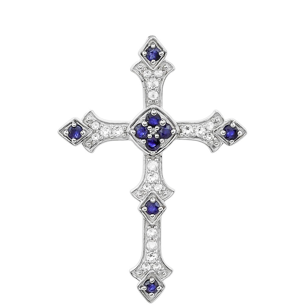 Stříbro 925/1000 - Přívěsek s Thajským Safírem a Bílým Topazem - Karátové číslo: 1.68. přibližná hmotnost: 3.91 gramů 1 