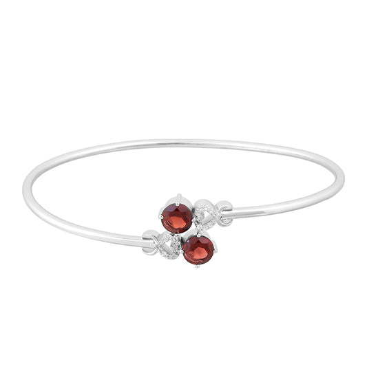 Stříbro 925/1000 - Náramek s Granátem a Bílým Topazem - Karátové číslo: 2.11. přibližná hmotnost: 6.6 gramů