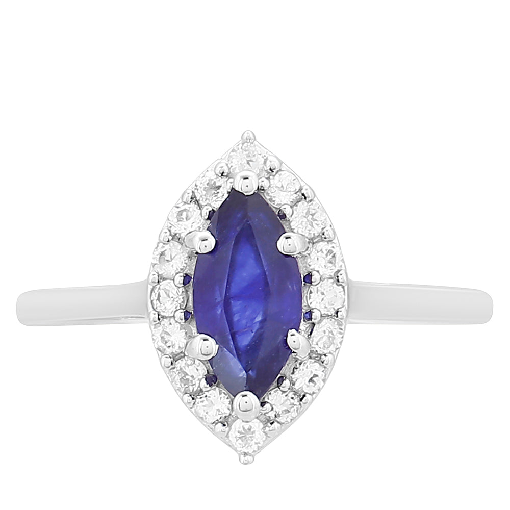 Stříbrný Prsten s Thajským Safírem a Bílým Topazem 1 