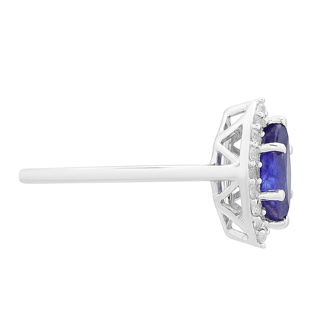 Stříbrný Prsten s Thajským Safírem a Bílým Topazem