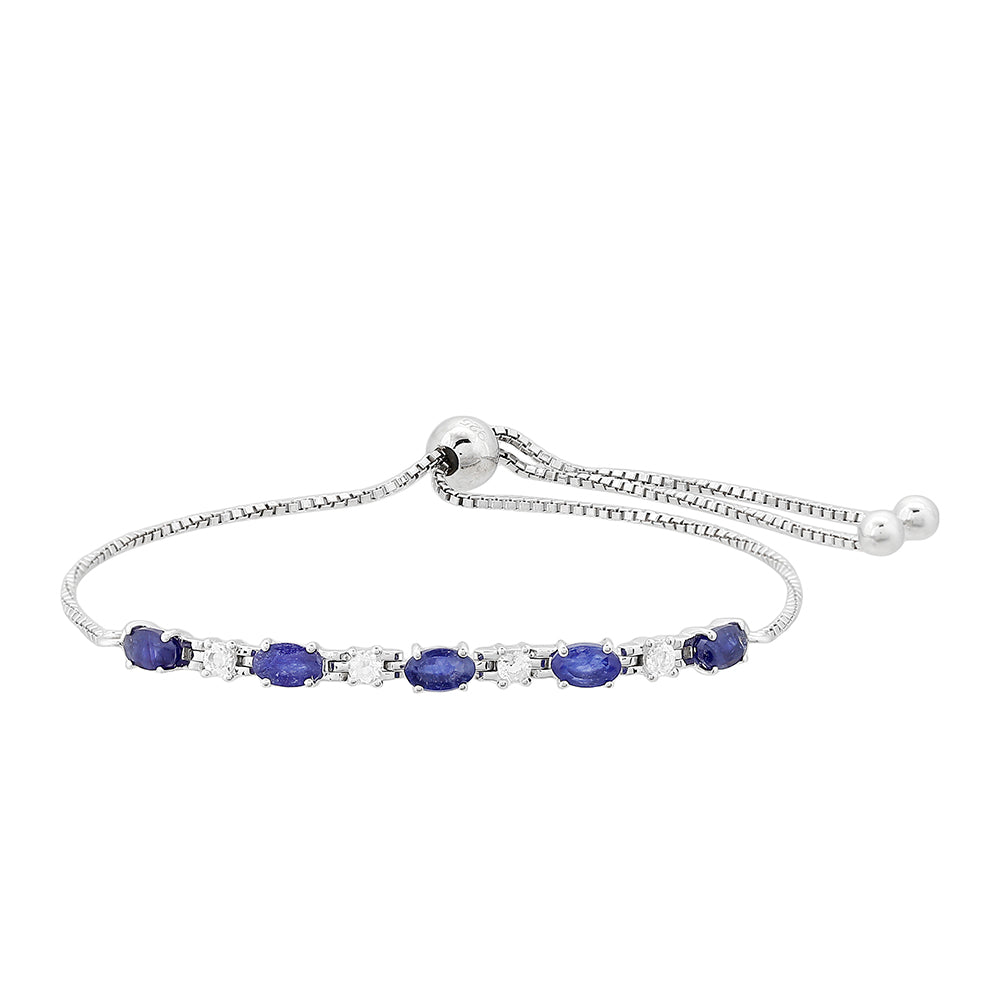 Stříbrný Náramek s Thajským Safírem a Bílým Topazem 1 