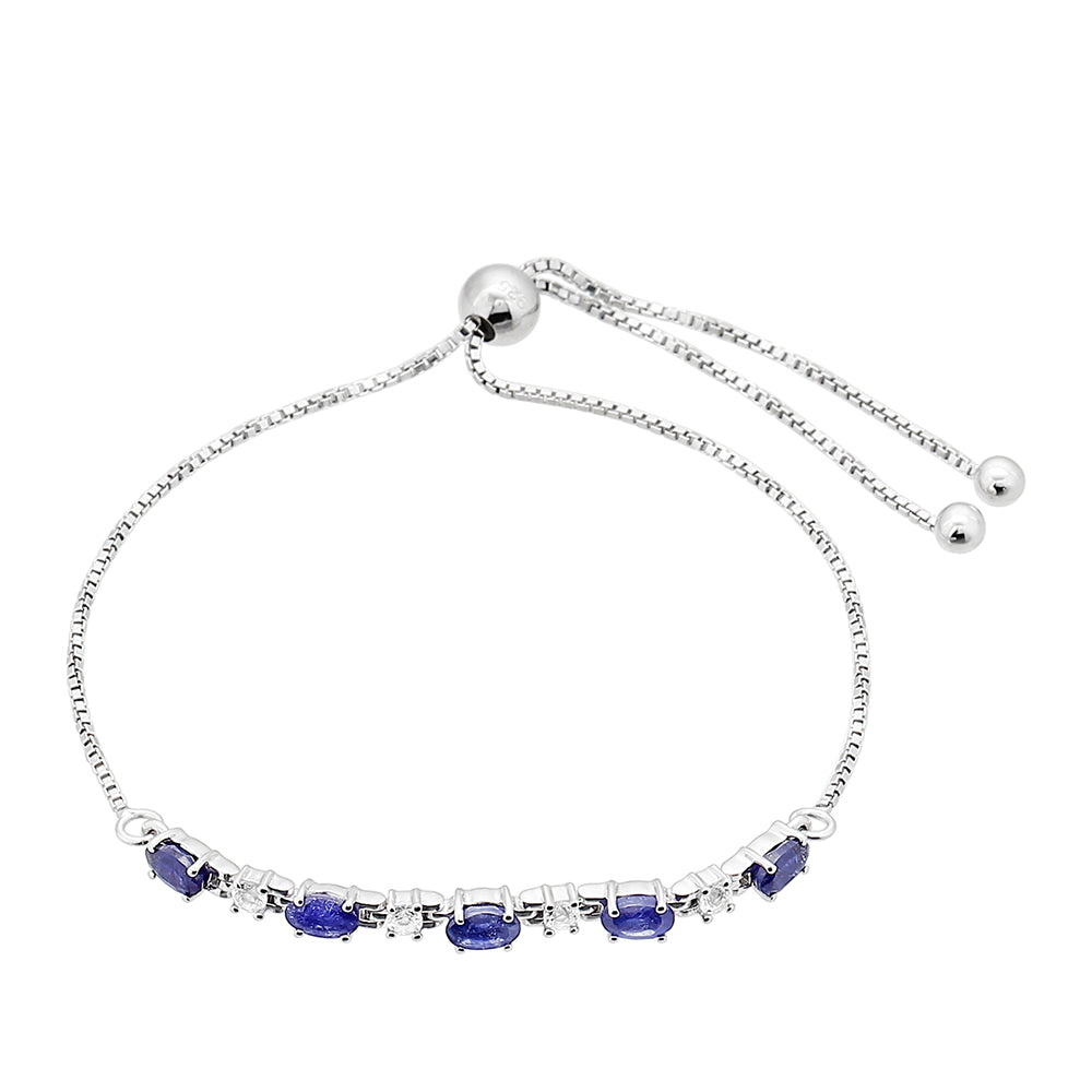 Stříbrný Náramek s Thajským Safírem a Bílým Topazem 2 