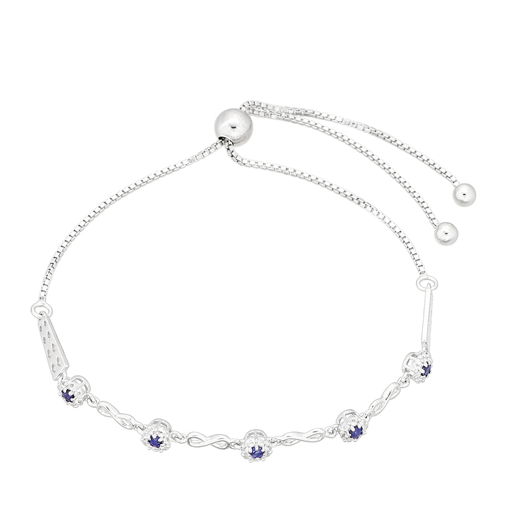 Stříbrný Náramek s Thajským Safírem a Bílým Topazem 2 