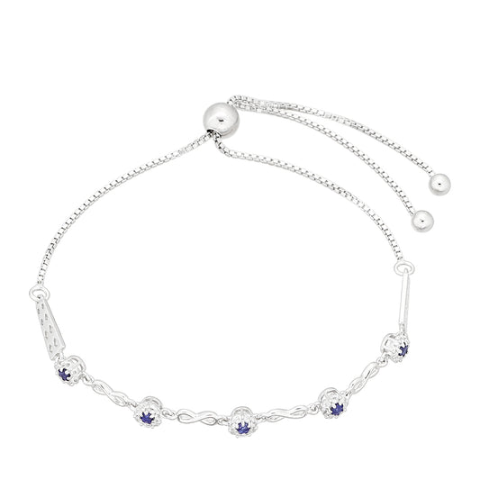 Stříbrný Náramek s Thajským Safírem a Bílým Topazem