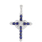 Kříž Stříbrný Přívěsek s Thajským Safírem a Bílým Topazem