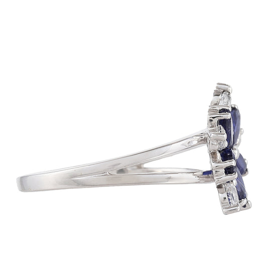 Stříbrný Prsten s Thajským Safírem a Bílým Topazem