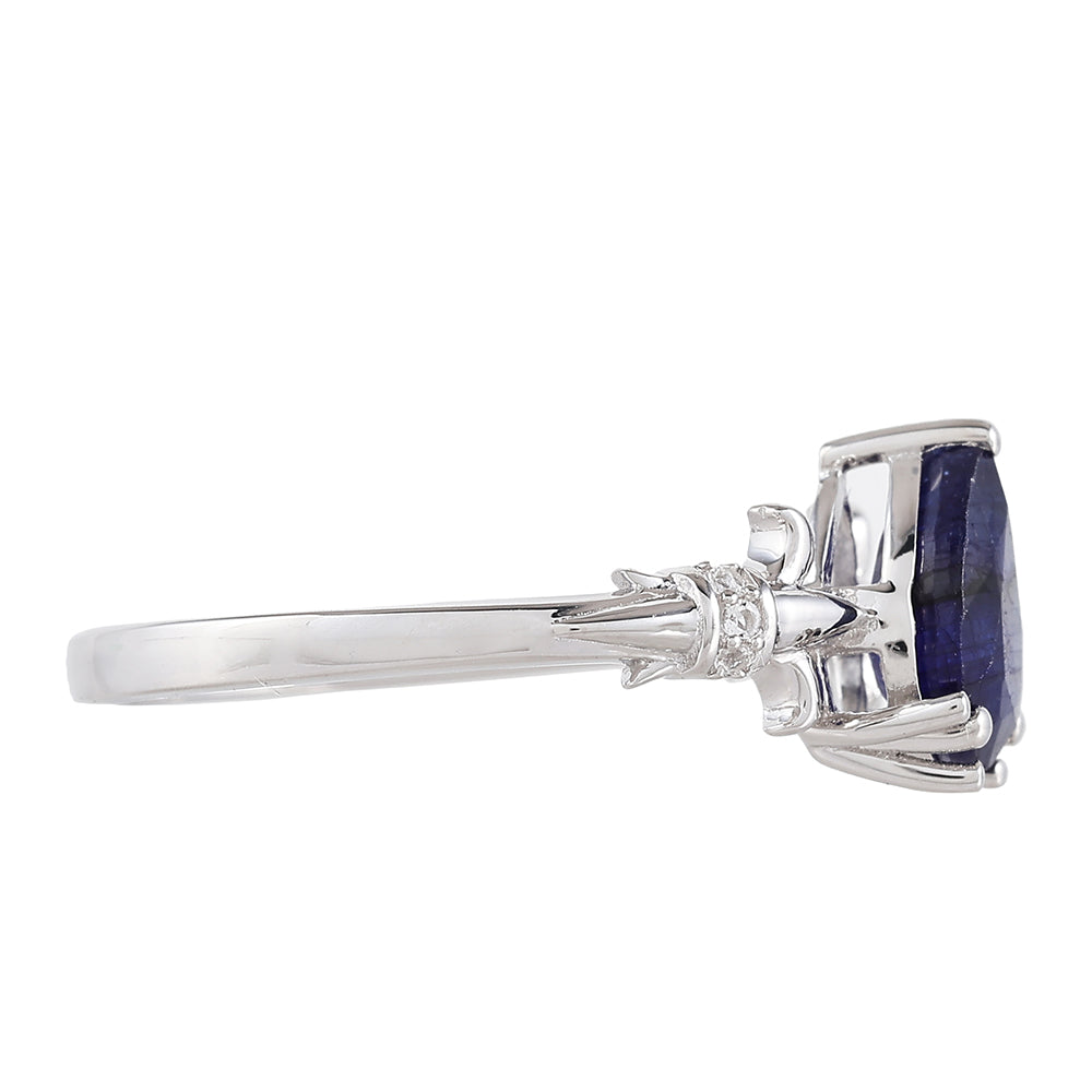 Stříbrný Prsten s Thajským Safírem a Bílým Topazem 2 